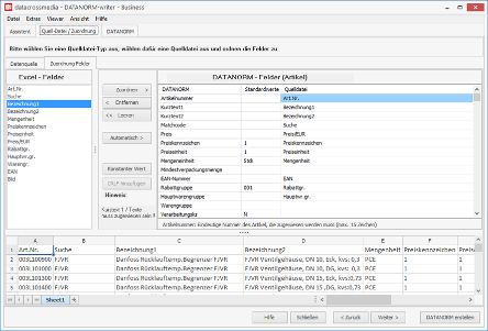 Schritt 3: Spaltenzuordnung aus Excel